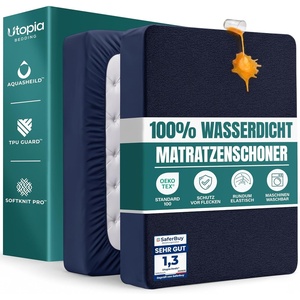 Wasserdichter Matratzenschoner 140×190 cm, 30 cm tief matratzenschutz(Marine)