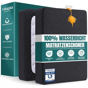 Wasserdichter Matratzenschoner 140×190 cm, 30 cm tief matratzenschutz(Schwarz)