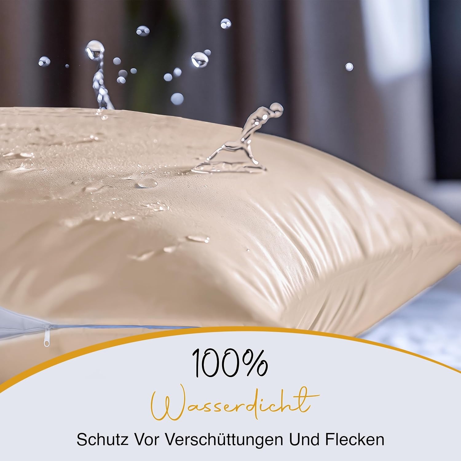 image:imagewasserdichte Kissenbezug Mit Reiverschluss 40x80cm 2er Gegen BettwanzenBeige