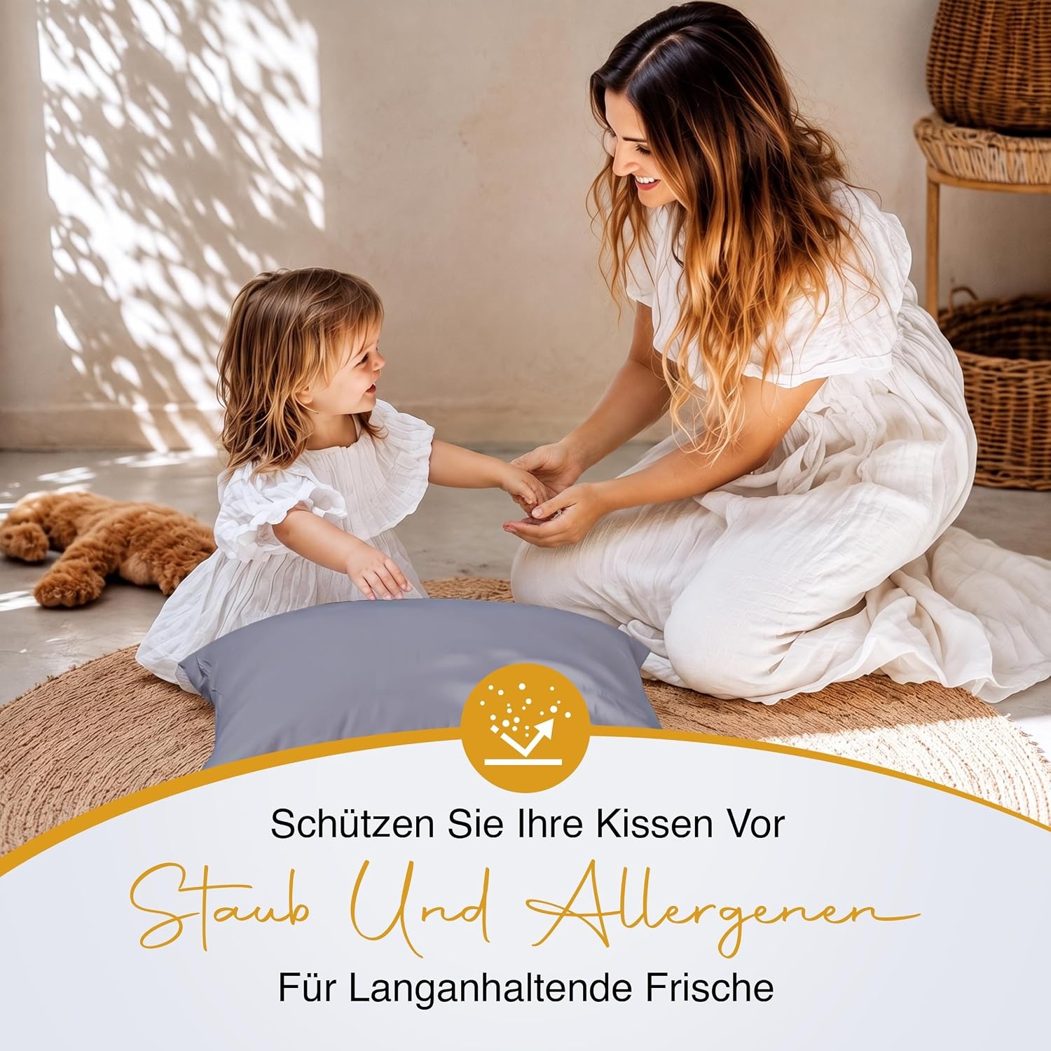 image:imagewasserdichte Kissenbezug Mit Reiverschluss 40x80cm 2er Gegen BettwanzenGrau