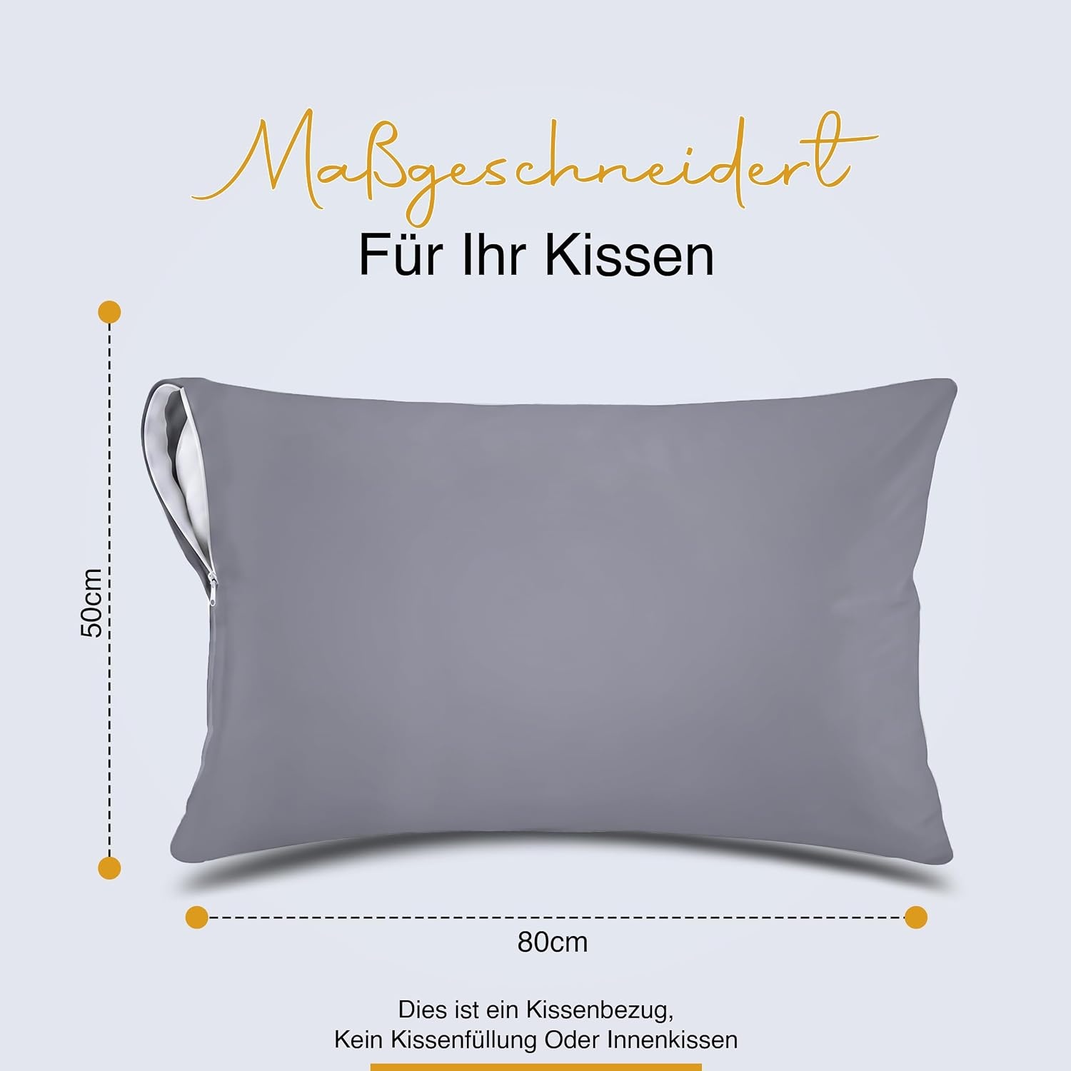 image:imagewasserdichte Kissenbezug Mit Reiverschluss 40x80cm 2er Gegen BettwanzenGrau
