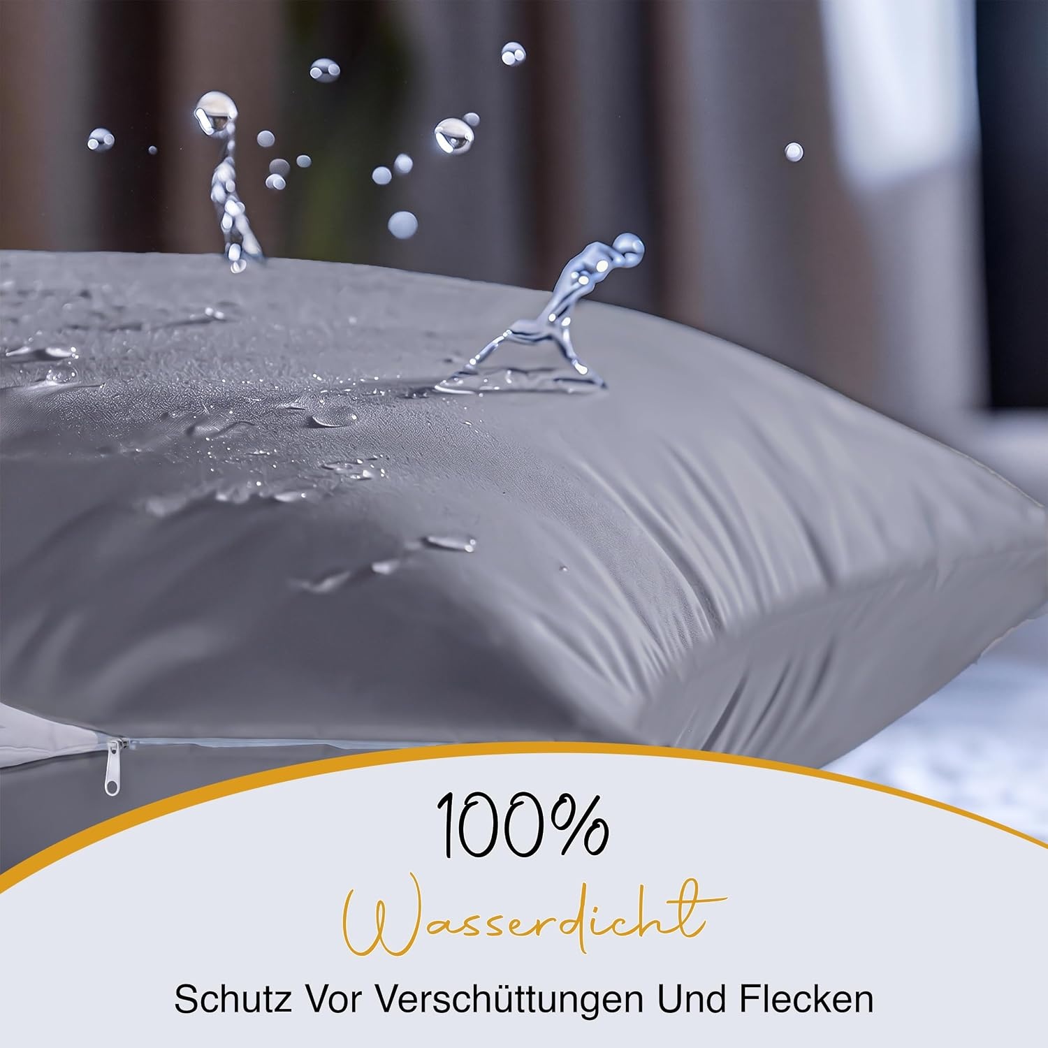 image:imagewasserdichte Kissenbezug Mit Reiverschluss 40x80cm 2er Gegen BettwanzenGrau