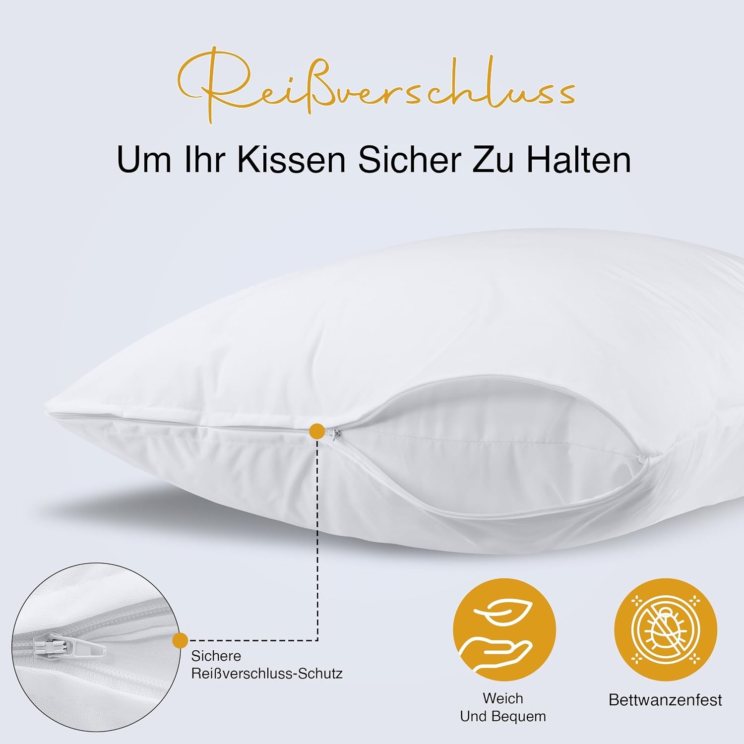 image:imagewasserdichte Kissenbezug Mit Reiverschluss 40x80cm 2er Gegen BettwanzenWeib